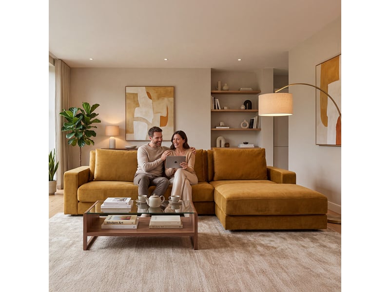  Canapé velours angle g teracotta venezia 5 pl - terracotta 3CA56.PI.5A.G.21 - Conforama E