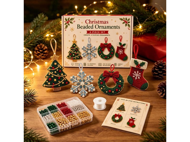  Kit créatif bracelet de noël diy, perles abs avec motifs sapin flocon et couronne, loisirs créatifs pour adultes et ados, noël  - Conforama C