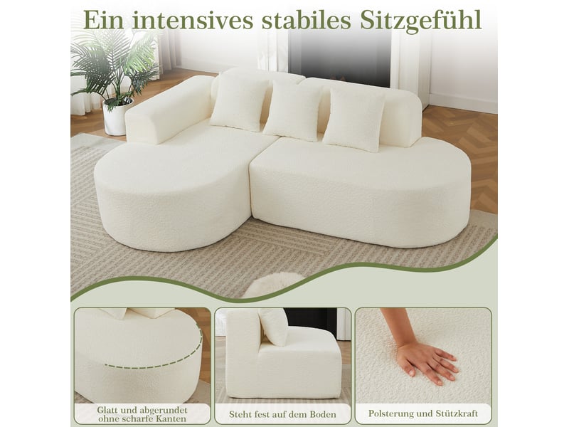  Canapé d'angle 3 places 222x157x73 cm avec méridienne gauche beige  - Conforama D