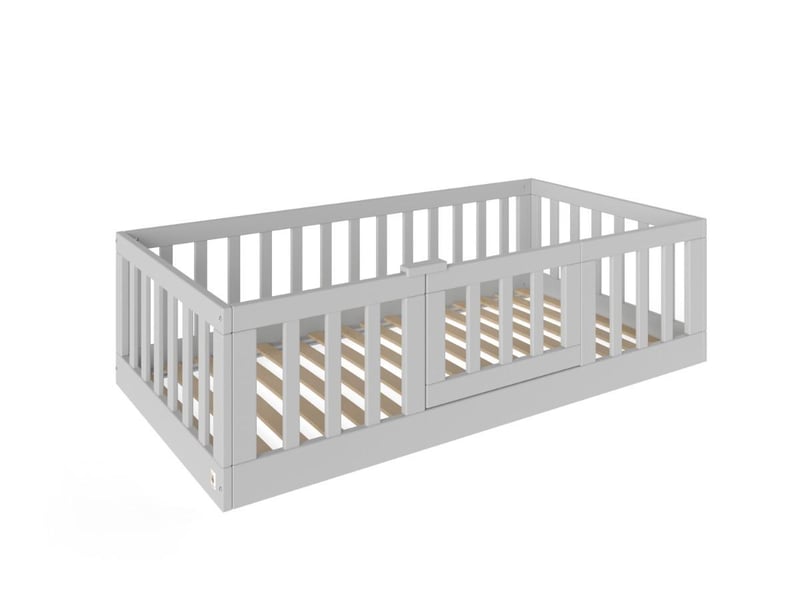  Yappycasa - lit au sol avec portillon 160x80 cm - gris 4754010385584 - Conforama C