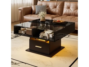 Table basse rectangulaire coloris noir <strong></strong> <strong></strong> - 78 cmx78 cm