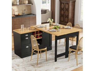 Table de bar 120x40x74 cm extensible et rotative 360° avec rangement mdf noir