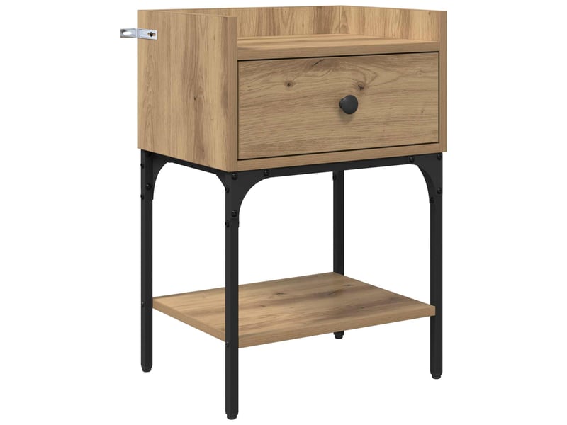 Table de chevet - cabinet de chevet - table de nuit chêne artisanal 40 x 29 x 60 cm  - Conforama A