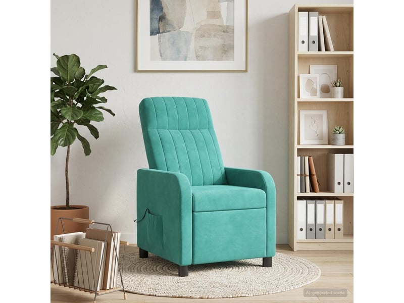  Vidaxl fauteuil de massage inclinable turquoise velours (v)  - Conforama B