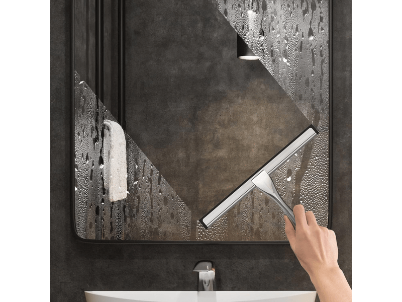  Raclette de douche en acier inoxydable pour portes de douche en verre, avec 2 crochets adhésifs, 14 pouces, argent  - Conforama D