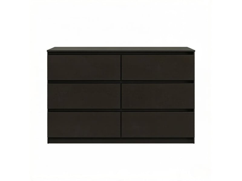  Commode à 6 tiroirs, 120 x 40 x 75 cm, façades sans poignées et dispositif anti-basculement, noir  - Conforama A