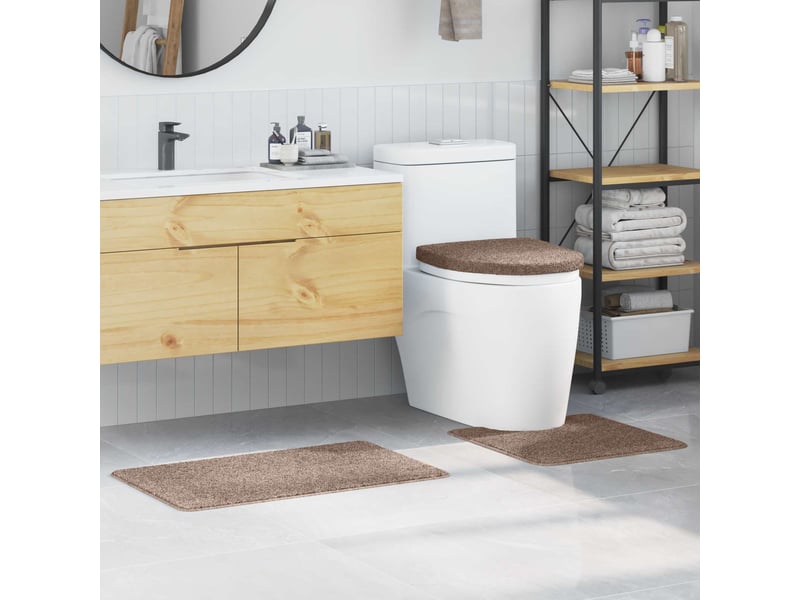  Ensemble de tapis de bain antidérapants 3 pc marron 50 x 80 cm cf64754  - Conforama B