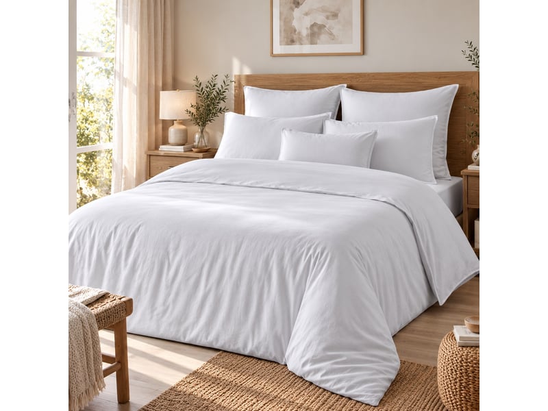  Parure de lit 240x260 cm bambou métis blanc PD23202 - Conforama C