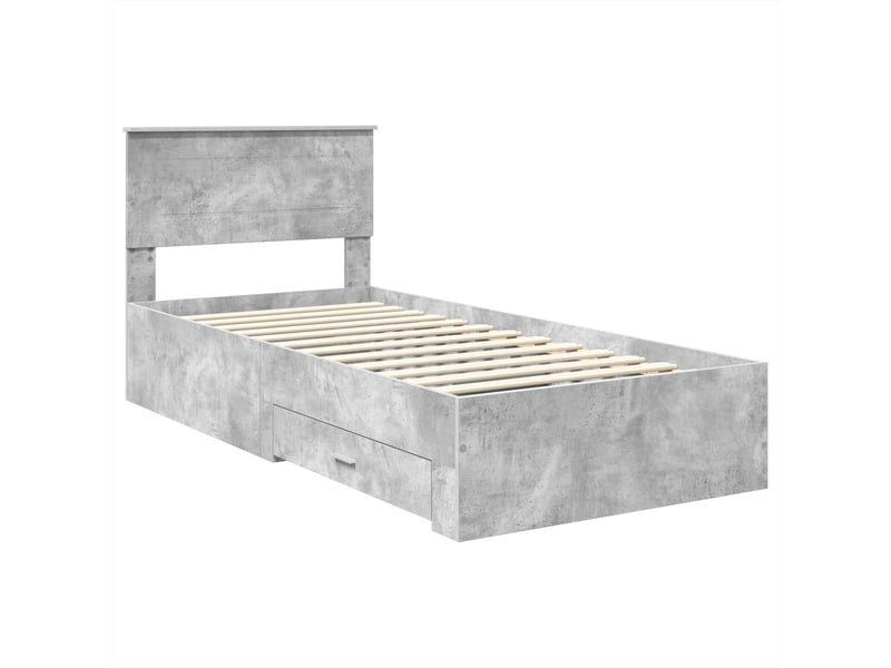  Lit simple, cadre de lit gris béton et argent 75 x 190 cm bois d'ingénierie shl33963  - Conforama D
