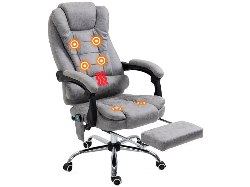  Fauteuil de bureau avec fonction massage, fauteuil de bureau ergonomique inclinable et chauffant, télécommande, gris  - Conforama B