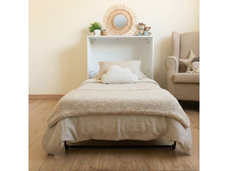  Lit pliable avec matelas mélamine blanc 106x99.2x40.2cm  - Conforama D