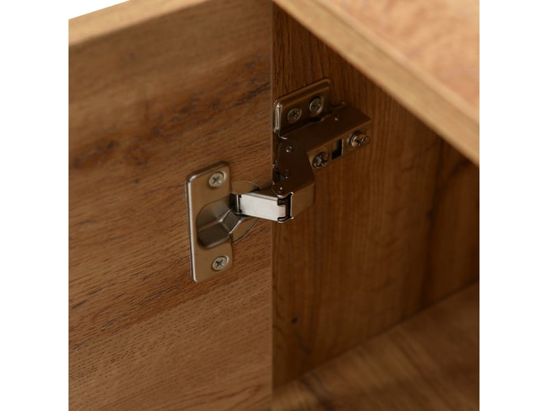  Buffet cuisine salon bas, meuble de rangement, avec 3 portes et étagères, 160 x 35 x 76 cm, naturelle  - Conforama E