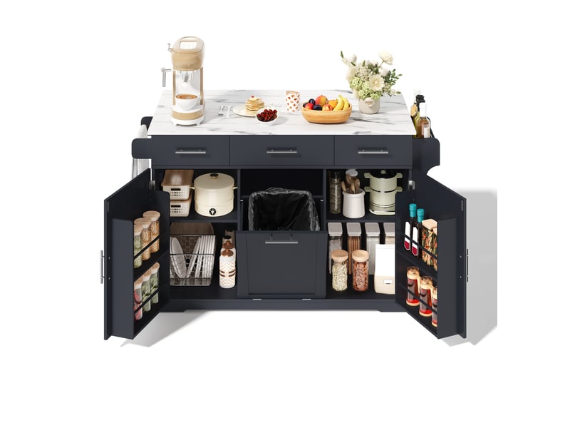  Desserte de cuisine 136x75x92 cm plateau rabattable mdf gris  - Conforama A
