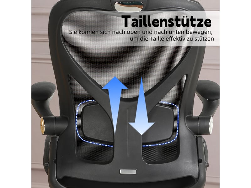 Chaise de bureau ergonomique pliable noire, fauteuil de bureau avec repose-pieds intégré & appui-tête 3d, pour télétravail - Conforama E