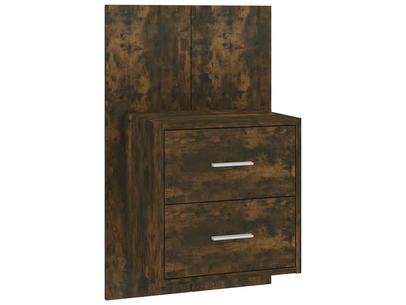  Lot de 2 tables de chevet - cabinet de chevet - table de nuit murales chêne fumé  - Conforama C