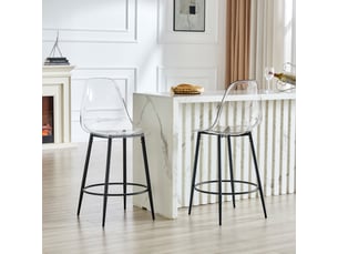 Lot de 2 tabourets de bar,48,5x48,5x102 cm,pet transparent et métal,noir