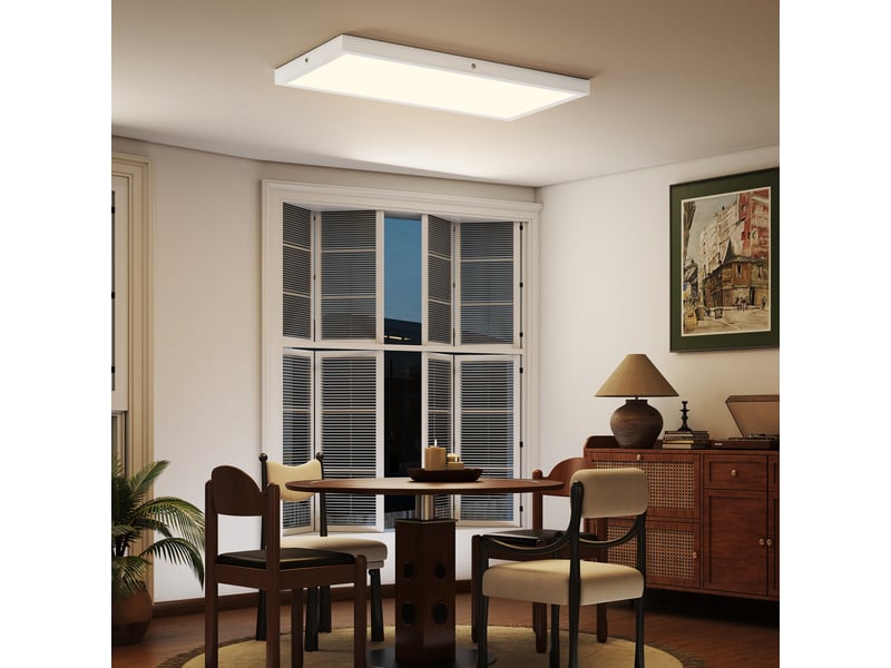 Ensemble de 4 plafonniers et appliques murales à température de couleur réglable (3000k4000k6000k) avec interrupteur dip, blanc, 60 x 30 x 3,7 cm  - Conforama D