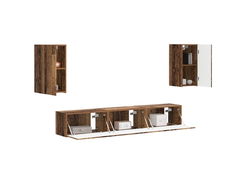  Ensemble meuble tv - banc tv - meuble de rangement 5 pcs bois ancien bois d'ingénierie  - Conforama C