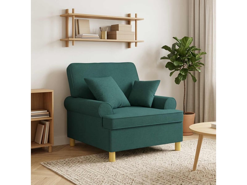 Vidaxl fauteuil xl avec coussins vert foncé tissu - Conforama B