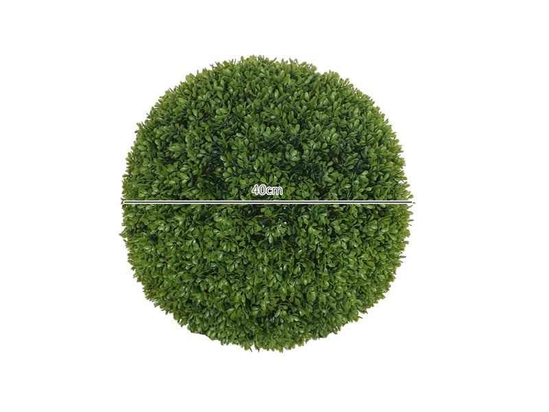 Lot de 2 boules de buis artificielles de 40 cm décoration pour intérieur ou extérieur vert foncé  - Conforama E