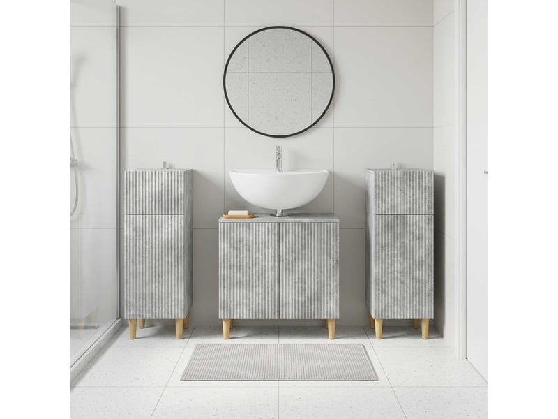 Ensemble de meuble de salle de bain 3 pièces arnhem gris béton cf63324 - Conforama B