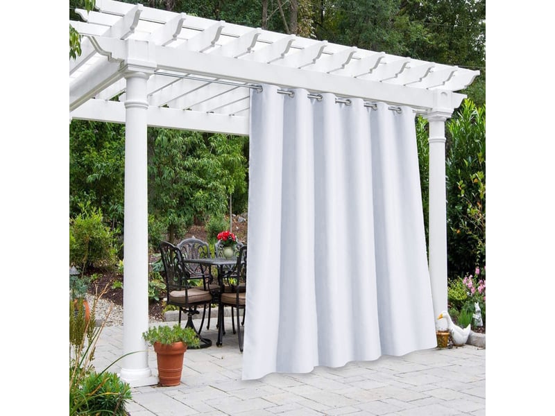  Rideaux d'extérieur - rideaux de terrasse imperméables à œillets, rideaux isolants thermiques, décoration de jardin, l 132 x h 213 cm, blanc, 1 paire  - Conforama C
