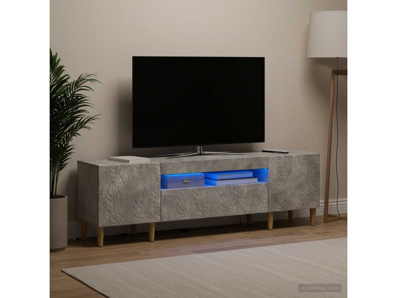  Meuble tv - banc tv - meuble de rangement led gris béton bois d'ingénierie  - Conforama B