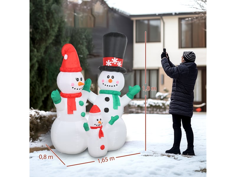  Famille de bonhommes de neige gonflables, décoration de noël de 1,8 m avec éclairage led pour une utilisation intérieure et extérieure  - Conforama E