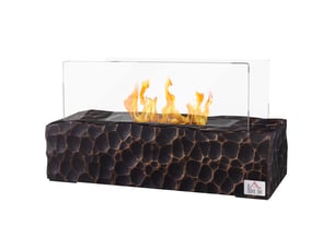 Cheminée de table au bioéthanol noire avec verre trempé, brûleur 150 ml, 33 x 16 x 18 cm