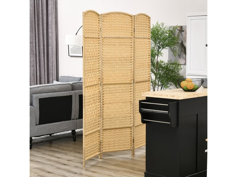  Paravent intérieur en bois 3 panneaux séparateur de pièce pliable pour salon chambre bois naturel 135 x 180 cm  - Conforama A