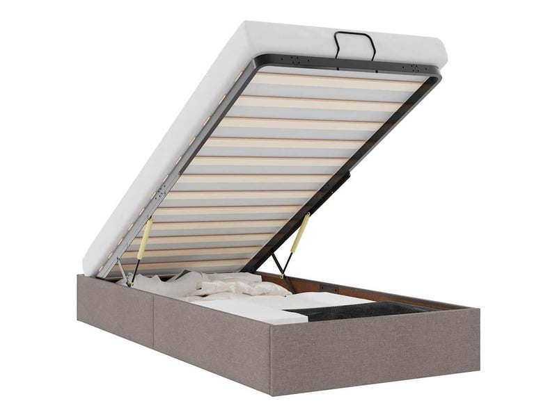 Lit simple- lit adulte -  cadre de lit ottoman sans matelas taupe 100x200 cm tissu  - Conforama A