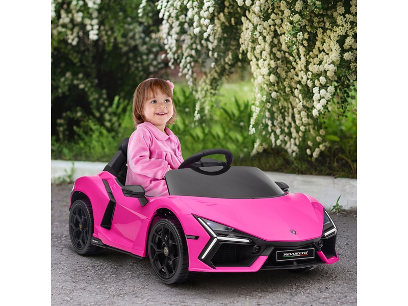  Voiture électrique pour enfants de 3 à 5 ans, conduite souple, télécommandée, avec klaxon, en plastique et métal, rose  - Conforama D