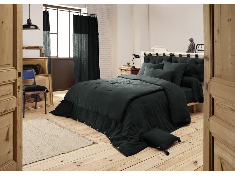  Drap housse 160 x 200 cm gaze de coton gaïa sapin bonnet 30 cm 14967 - Conforama C