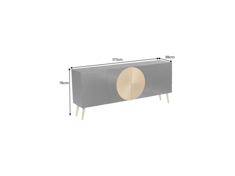 Buffet midori 177 cm – bois de manguier massif noir et doré – 4 portes - Conforama C