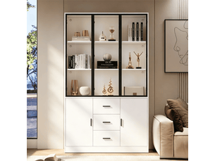 Vitrine coloris blanc 10 étagère(s) OKMYHOME - 120 cmx200 cm
