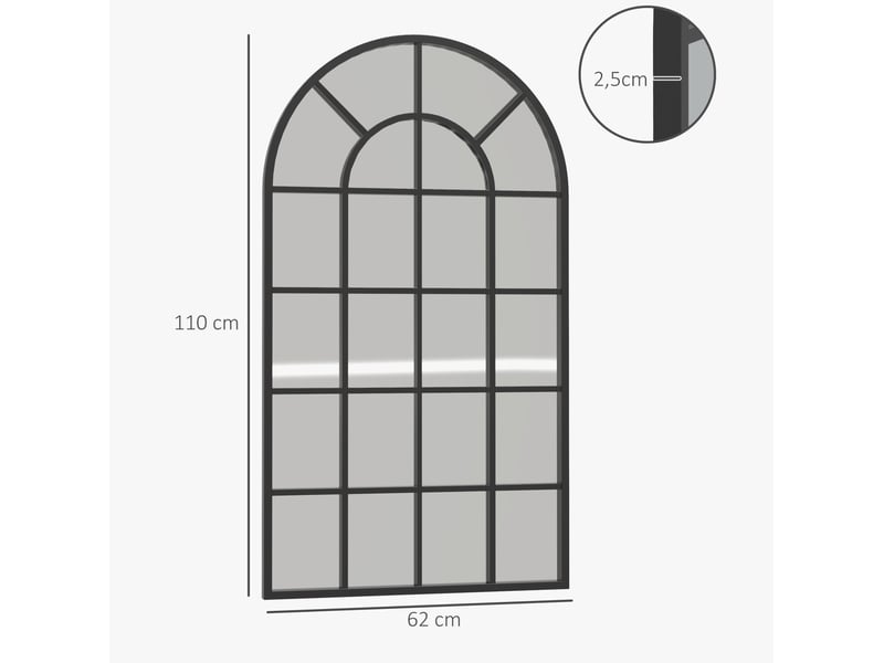  Miroir mural 110x62 cm arqué en métal noir  - Conforama E