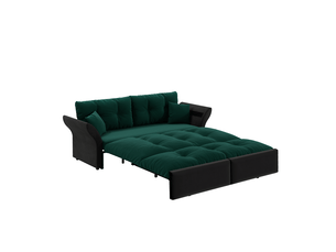 Canapé droit convertible   2 places Velours vert