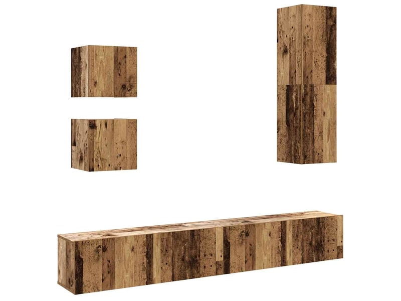  Ensemble de meuble tv - banc tv - meuble de rangement mural 5 pcs vieux bois bois d'ingénierie  - Conforama A
