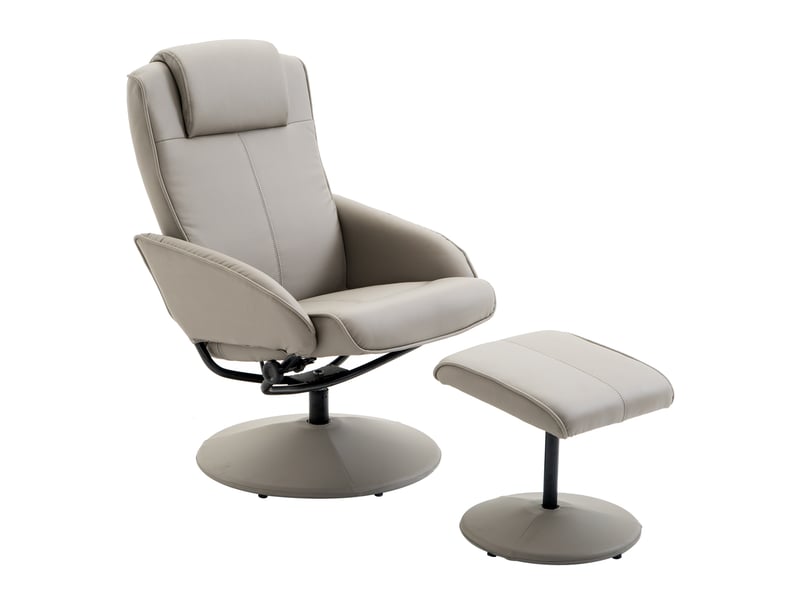  Fauteuil inclinable avec repose-pieds, tv pivotant 360°, lecture salonchambre, similicuir, gris.  - Conforama A