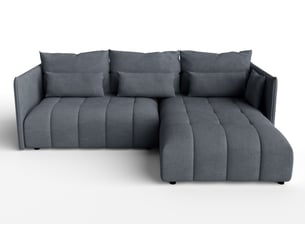 Canapé d'angle réversible convertible <strong>AX LIVING </strong> <strong>Cosmova</strong> 4 places Velours gris avec coffre de rangement