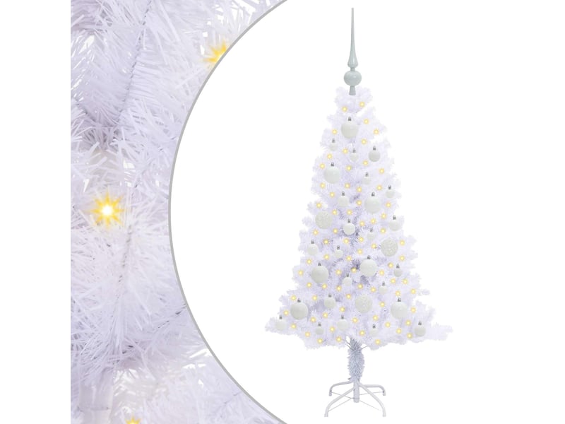  Sapin de noël - arbre de noël artificiel avec 150 led blanc 120 cm pvc et acier  - Conforama A