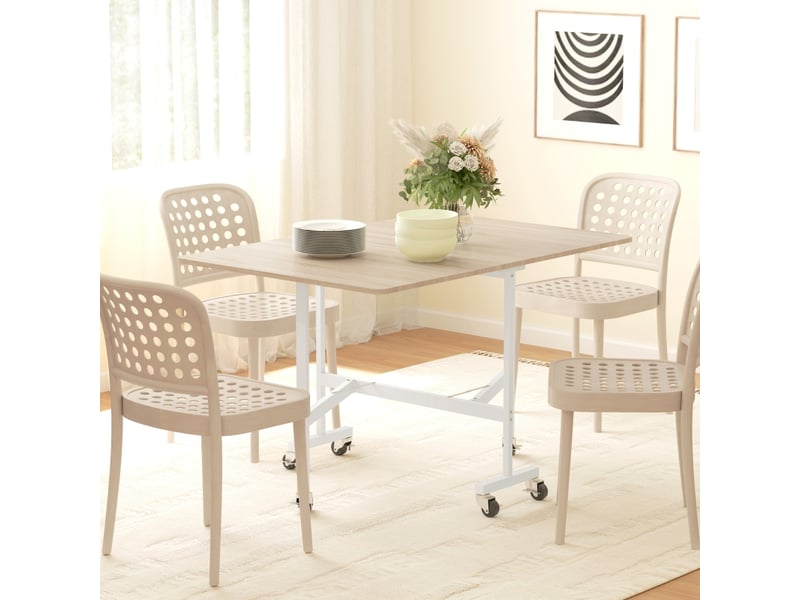  Table - sur roulettes - structure robuste - bois d’ingénierie - chêne - pour salon et séjour 120x80x73cm - Conforama C