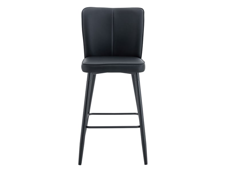 Lot de 2 - tabouret de bar - 42 x 44 x 101 cm-noir - en pu rembourré avec dossier ergonomique, repose-pieds carré et pieds en métal noir - Conforama A
