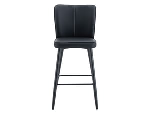 Lot de 2 - tabouret de bar - 42 x 44 x 101 cm-noir - en pu rembourré avec dossier ergonomique, repose-pieds carré et pieds en métal noir