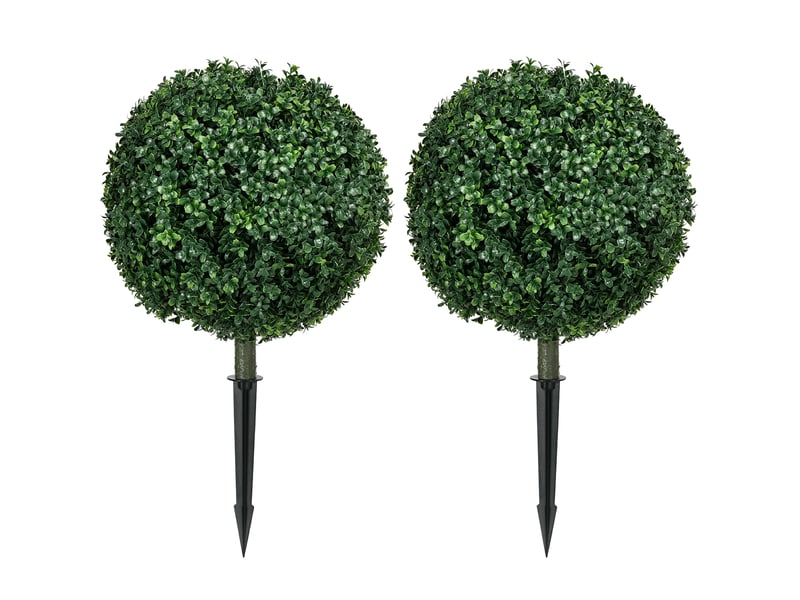  Lot de 2 arbres artificiels buis avec piquet de sol et protection uv en plastique vert ø40 × 70 cm  - Conforama A