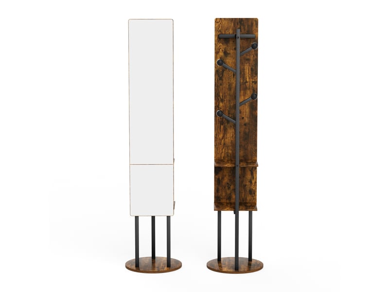  Portemanteau rotatif avec miroir de 174 cm en acier et panneau de particules  - Conforama D