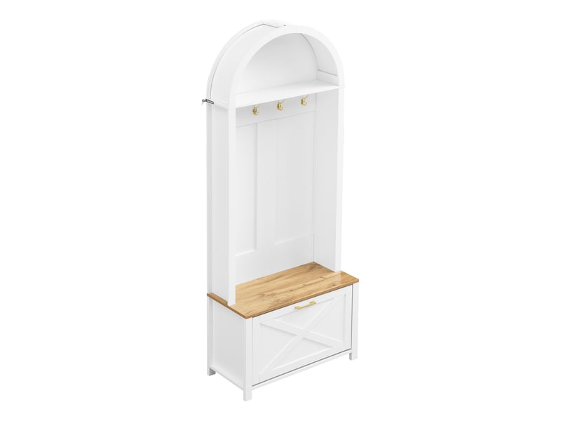 Portemanteau avec banc et rangement en mdf 75 x 195 cm blanc et bois - Conforama D