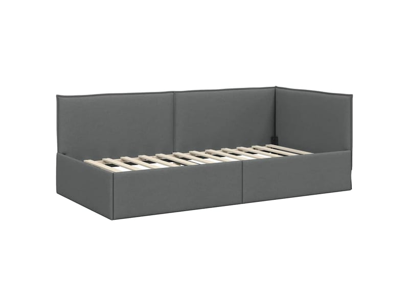  Lit simple- lit adulte -  cadre de lit d'angle gris foncé 100 x 200 cm tissu  - Conforama C