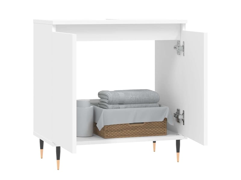  Armoire de salle de bain, meuble de rangement blanc 58x33x60 cm bois d'ingénierie  - Conforama C