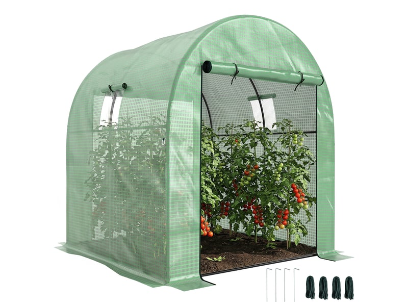 Serre de jardin serre tunnel de jardin 3,24m² pe haute densité 135 gm², avec 2 portes zippées 180 x 180 x 200 cm, vert  - Conforama A